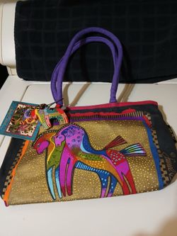 Laurel Burch Colorful Horse Canvas Tote Bag. 10x7