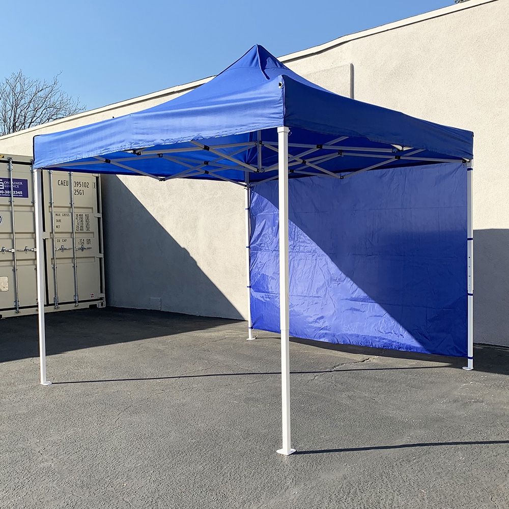 Brand New $120 Blue Popup Canopy 10 x 10 FT w/ (Carry Bag and 1pcs Sidewall) 