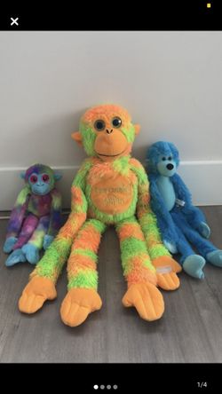 Three stuffed animal monkeys