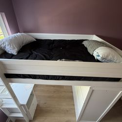 Bunk Full Bed With Desk And Clothing Cabinet 