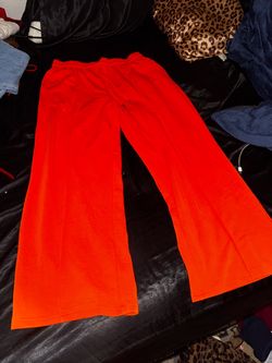 Orange Wide-Leg Drawstring Pants