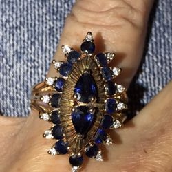14k heavy 10 grams Blur Sapphire and ring 