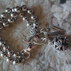  Silver Double Bead Bracelet 