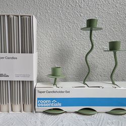 Taper Candles And Holder Set