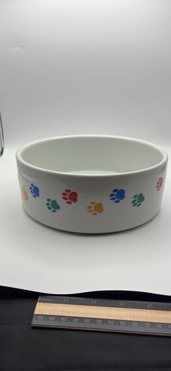 SPOT Ceramic Pet Bowl with Paw Prints