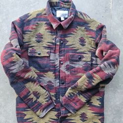 Sun + Stone Southwestern Aztec Snap Jacket Small Quilted Tribal Pattern