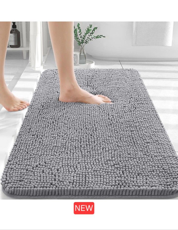 Bathroom Rug 30x20, Extra Soft Absorbent Chenille Bath Rug Rubber Backing Quick Dry, Machine Washable Bath Mat for Bathroom Floor, Tub and Shower, Hom