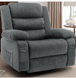 New in box -Korser Recliner Chair for Adults, Oversized 360° Swivel Rocker Recliner with Massage and Heat, Wide Nursery Glider Rocking Chair with Side