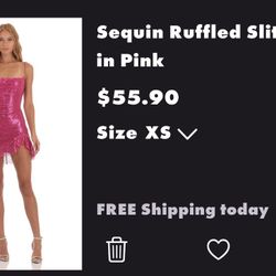 NEW PINK Sequin Ruffled Slit Style Dress $25.00