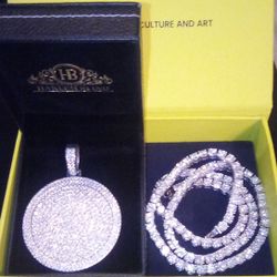 Moissanite Tennis Chain And Pendant 