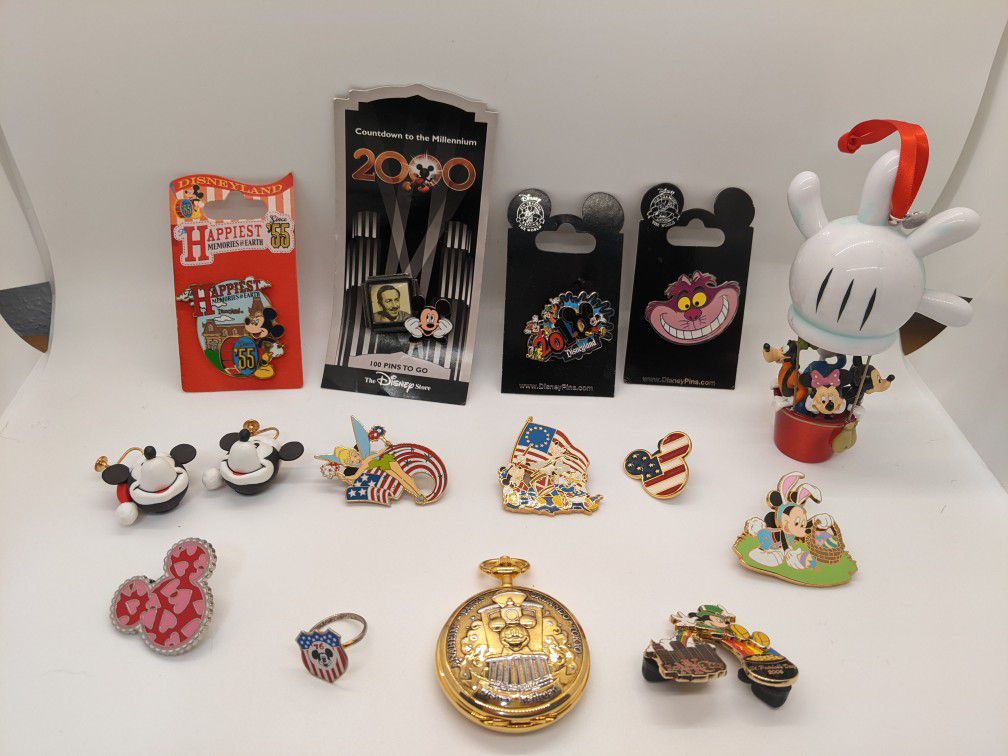 Disney Collectibles! Pins, Earrings, Pocket Watch  and More!