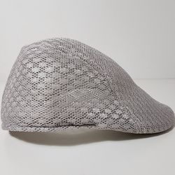 Breathable Mesh Hat Casual Beret Cap, Cabbie Hat, Light Gray, One Size
