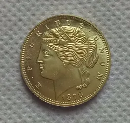 US 1878 $5 Double Hair Bands Liberty Golden Coin / Token.