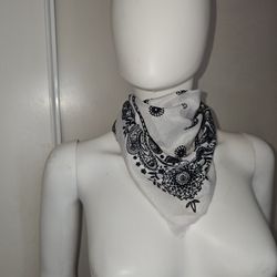 Paisley Black and White Bandana Scarf