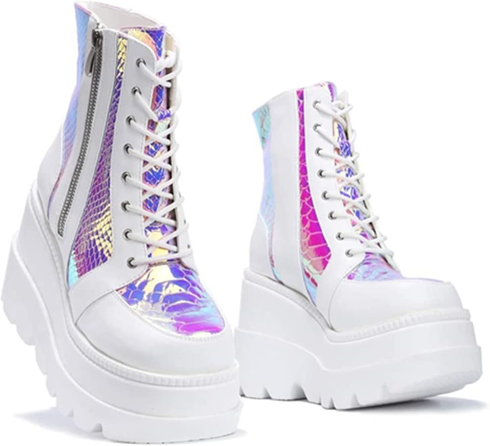 Cape Robbin x LASR Exclusive RADIO Liquid Love White Platform Boots