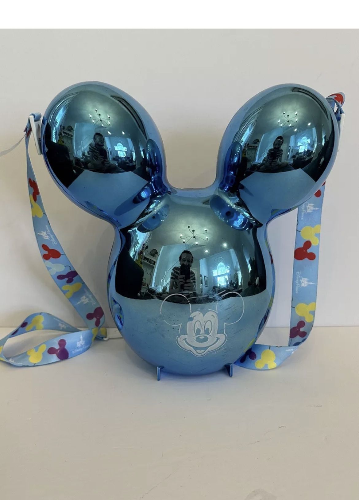 Disney Parks Disneyland Blue Metallic Mickey Balloon Souvenir Popcorn Bucket