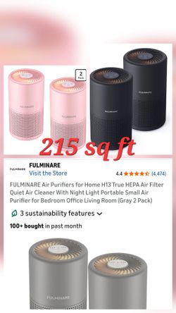 Air Purifiers for Bedroom 215 Sq Ft, FULMINARE H13 True HEPA Air Filter, Quiet Air Cleaner With Night Light, Portable Small Air