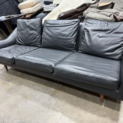 Black Faux Leather Sofa (3-Seater)