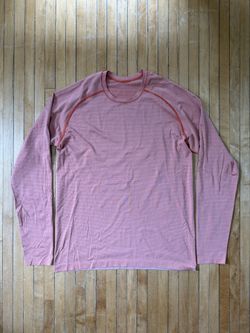 Lululemon Men's Metal Vent Tech Long Sleeve Heathered Rosewood Stretch Tee Sz. L