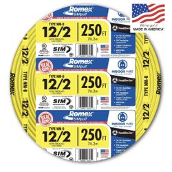 Romex 12/2 250ft 600V SIMPULL Technology Type NM-B Indoor Wire With Ground