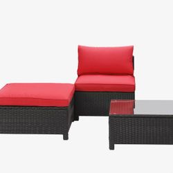 Patio Chair, Ottoman and Table
