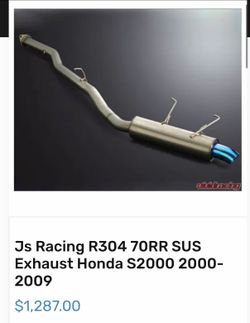 Js Racing 70RR Exhaust Honda S2000 2000-2009