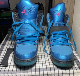 Nike Air Jordan Flight Shoes Youth Size 6.5Y Metallic Blue High-Top