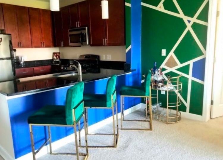 Green & Gold Bar Stools