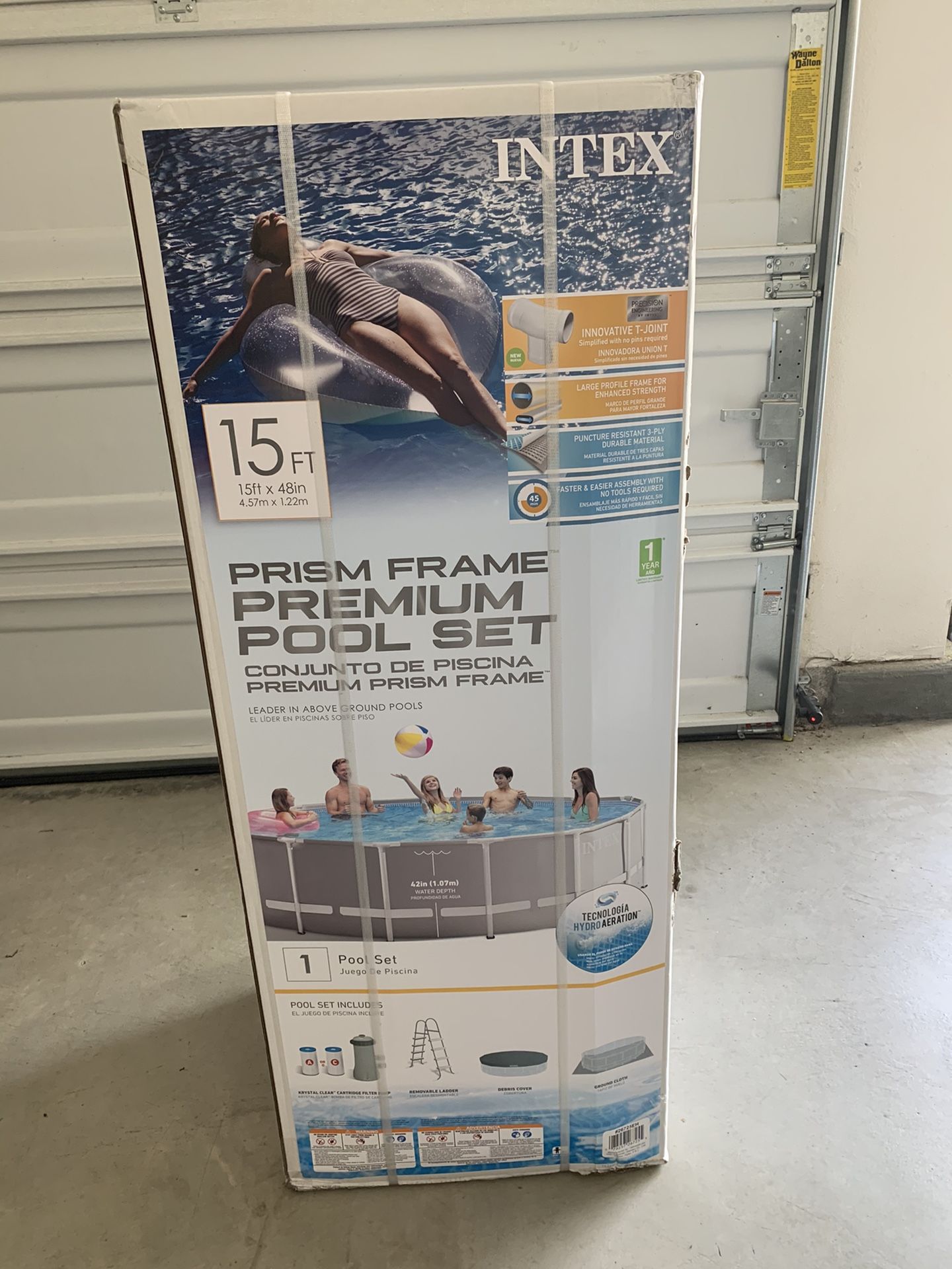 NEW Intex 26725EH 15ft x 48in Prism Frame Swimming Pool w/ Pump + Ladder + Cover