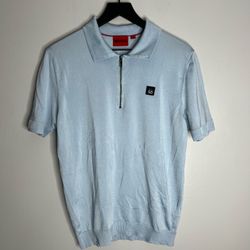 Hugo Boss Zayfong 3 Zip Polo Shirt Mens Large Blue NWOT