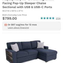 93" SOFA With CHAISE & STORAGE
