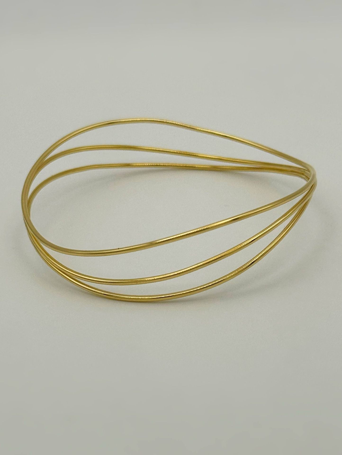 Tiffany & Co. Elsa Peretti 18k Yellow Gold 3 Rows Wave Wire Bangle Bracelet
