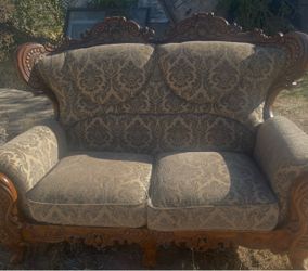 Victorian Style Carved Wood Loveseat