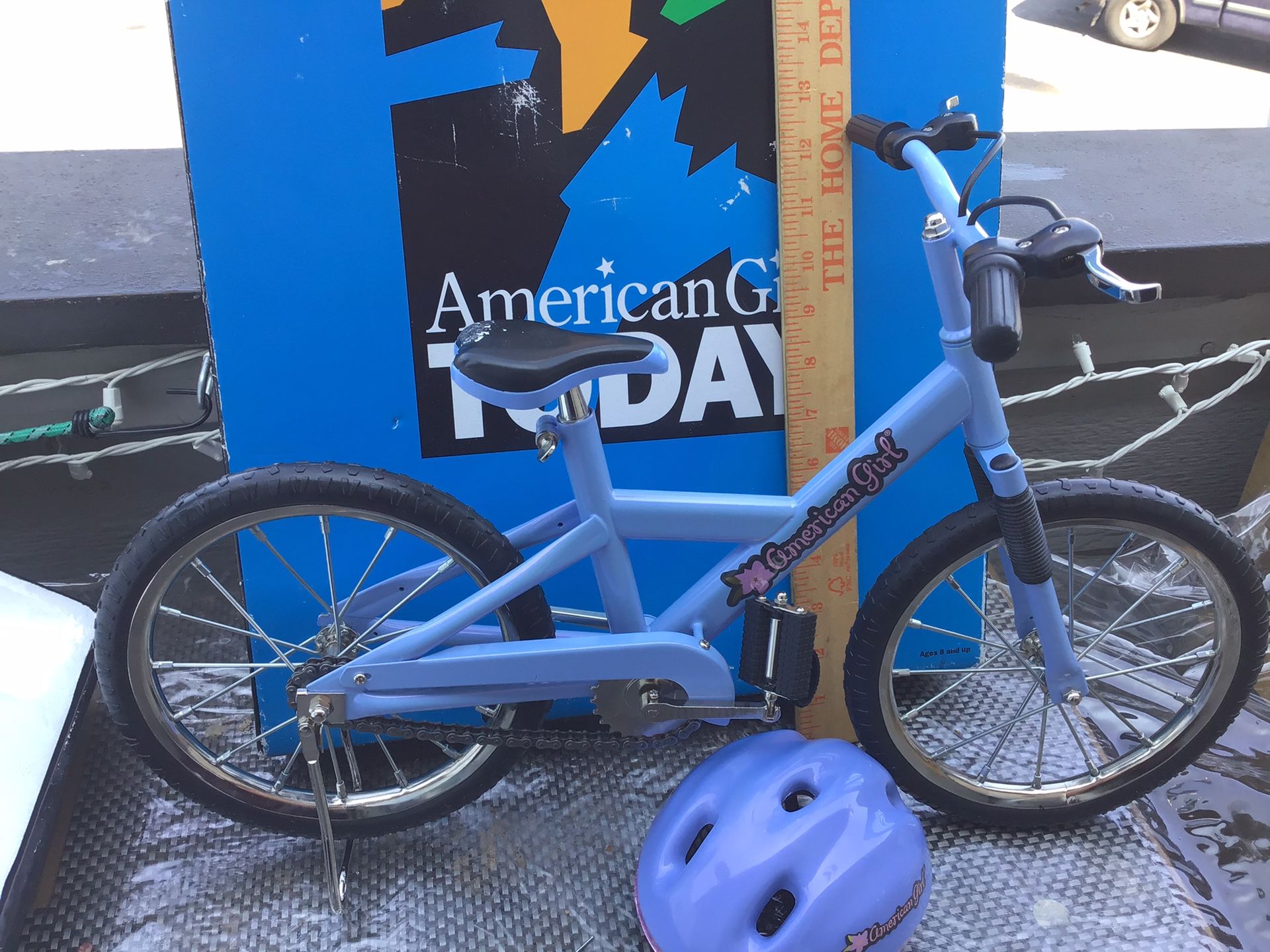 American Doll bicycle and helmet