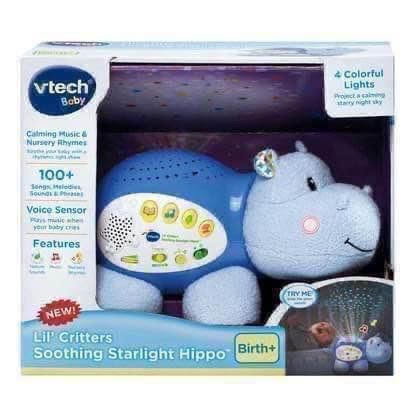 New VTech Lil' Critters Soothing Starlight Hippo, Plush Baby Crib Toy