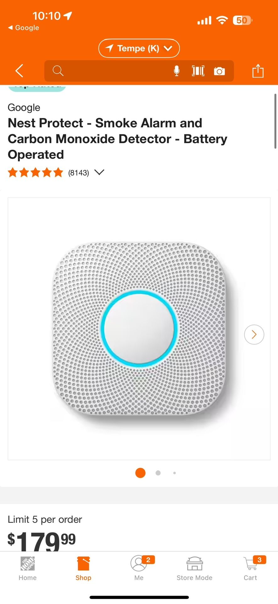 Google Nest Protect - Smoke Alarm and Carbon Monoxide Detector - Battery New Factory Sealed $80