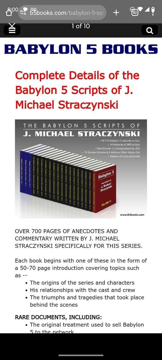 Babylon 5 Near Mint Rare Script Books With Autograph.