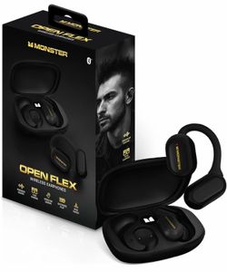 Monster Open Flex Open Ear Wireless Earbuds, Around-Ear Secure Fit Bluetooth Headphones, Earhook Design, Stay Aware While Listening, IPX5 Waterproof, 