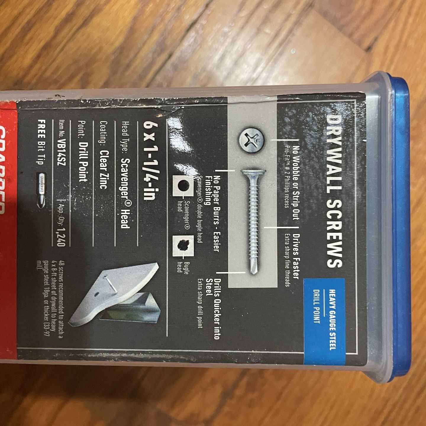 Grabber 6x1-1/4 5lb Box Of Screws