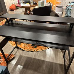 Black Desk Power Outlet and USB Port and Headphone  Hook