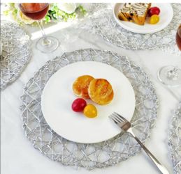 Silver Woven Wire Round Placemats Set