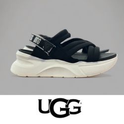 Ugg LA Sun Black & White Platform Sandals, Size 9, MSRP $115