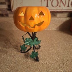 Mini Jack O' Lantern Pumpkin Tea Light Candle Holder 