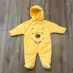 Disney winnie the pooh vintage y2k fleece one piece jumpsuit with hood