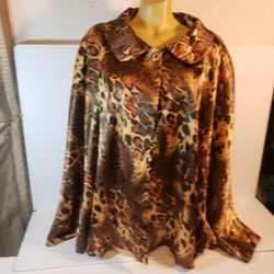 Cape W/ Animal Print Fabulous Fabric ! Double Buttons