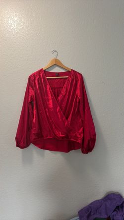 Red SHEIN satin shirt