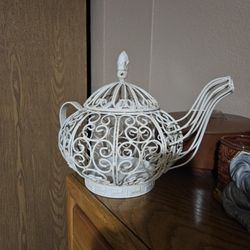 Large Metal Teapot Candle Holder