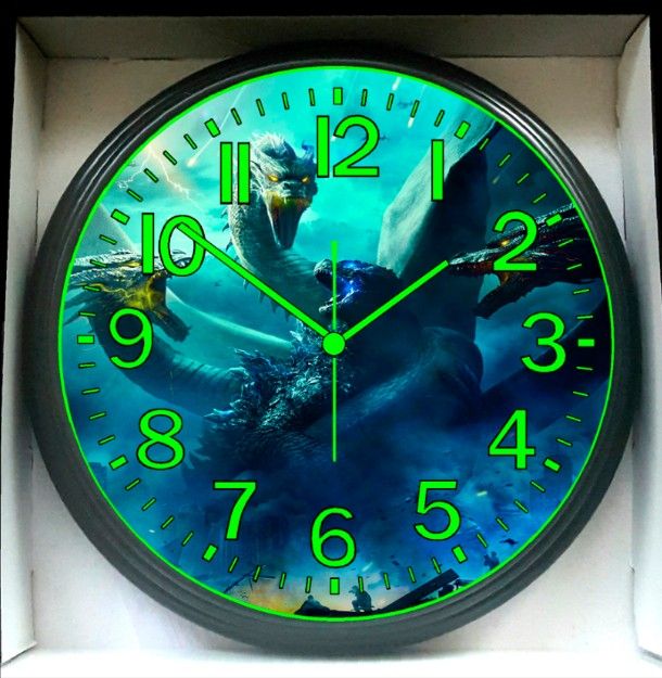 Godzilla King Ghidorah Game Room Glow In The Dark Wall Clock New! for ...