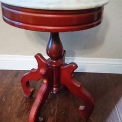 Vintage Victoria Solid Genuine Mahogany Round Marble Top Table Ornate