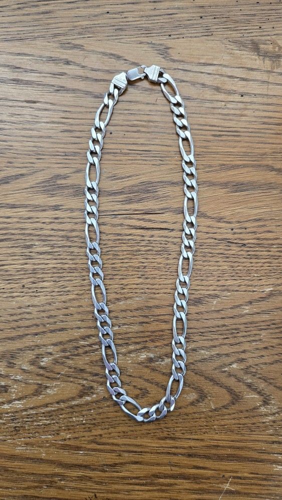 Vintage 90s Italy Figaro Sterling Silver 65 gram chain - 20 inches